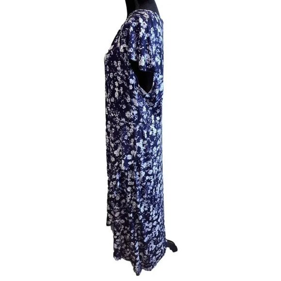Juicy Couture  Size XXL Dress Blue White Floral Hi Low Maxi Flutter Sleeve NEW - Picture 5 of 10